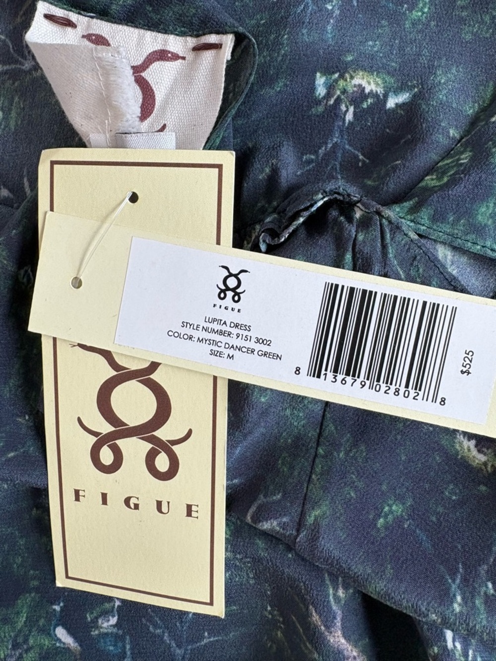 Figue Lupita Silk Dress in Mystic Dancer Green - Picture 9 of 13